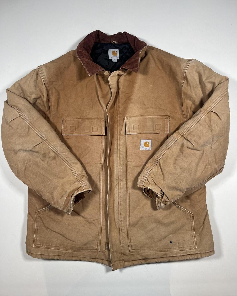 Vintage Carhartt Coat Mens XL Brown Canvas Quilted Insulated Workwear C003 USA